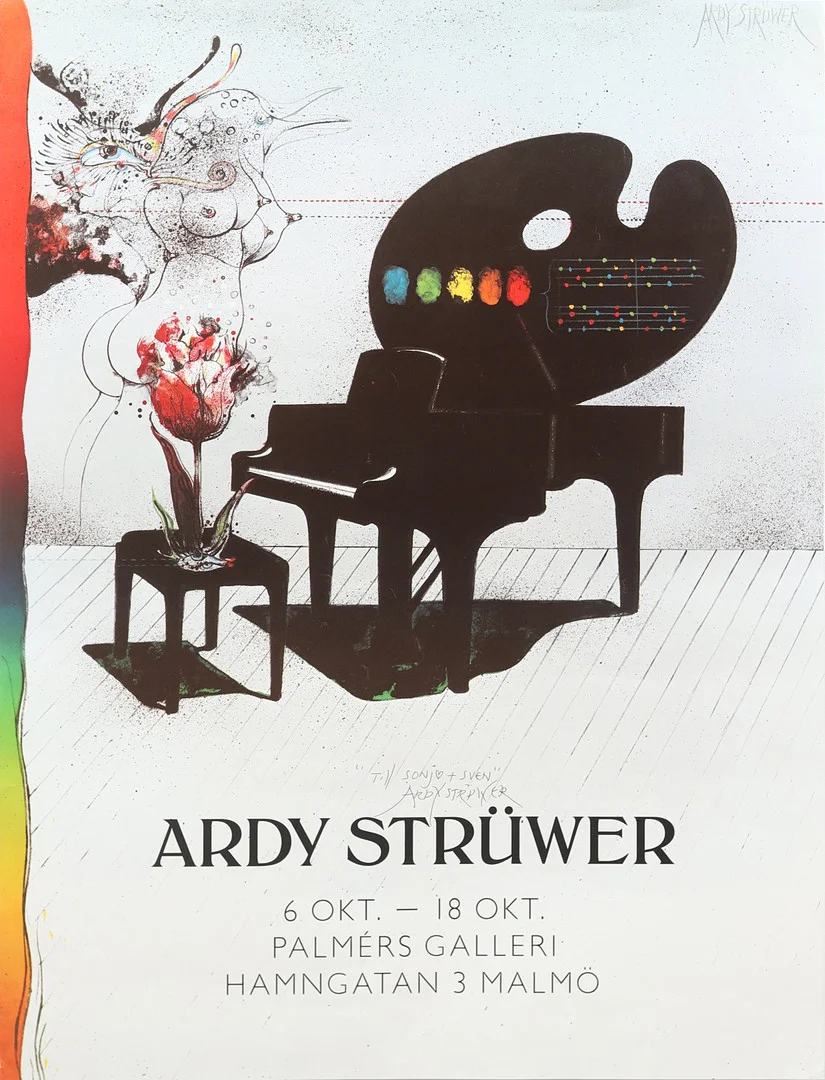 ARDY STRÜWER. Utställningsaffisch, Palmérs Galleri, Hamngatan, Malmö. — Engravings & Prints — Garpenhus Auktioner