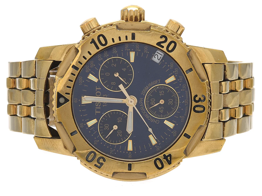 TISSOT, PRS200, stål, quartz, 39mm, refnr. T362/853, kronograf nollställer ej korrekt, datum, stål, länk i stål 17cm (glapp i stift vid ändfäste) — Klockor/Tissot — Kaplans