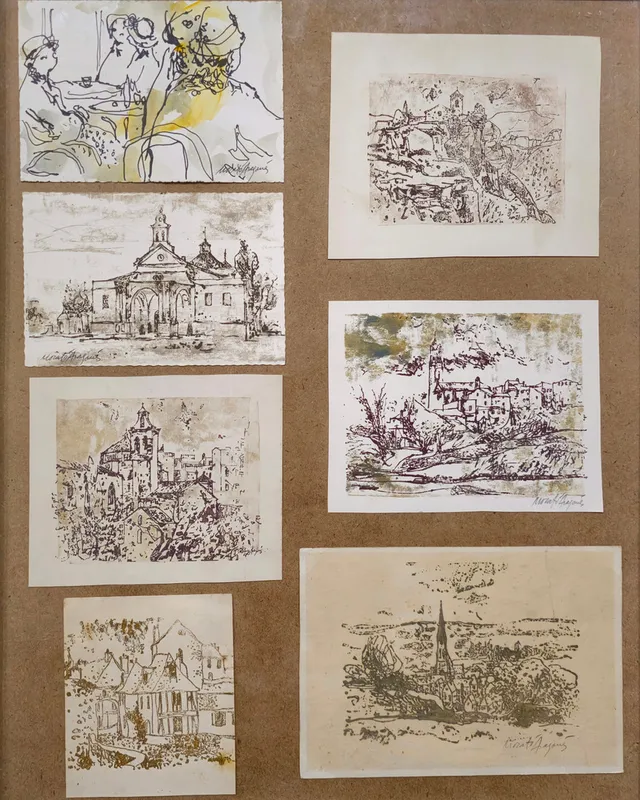 JOSEP MARIA MORATÓ ARAGONÉS. 7 POSTALES FIRMADAS A MANO.