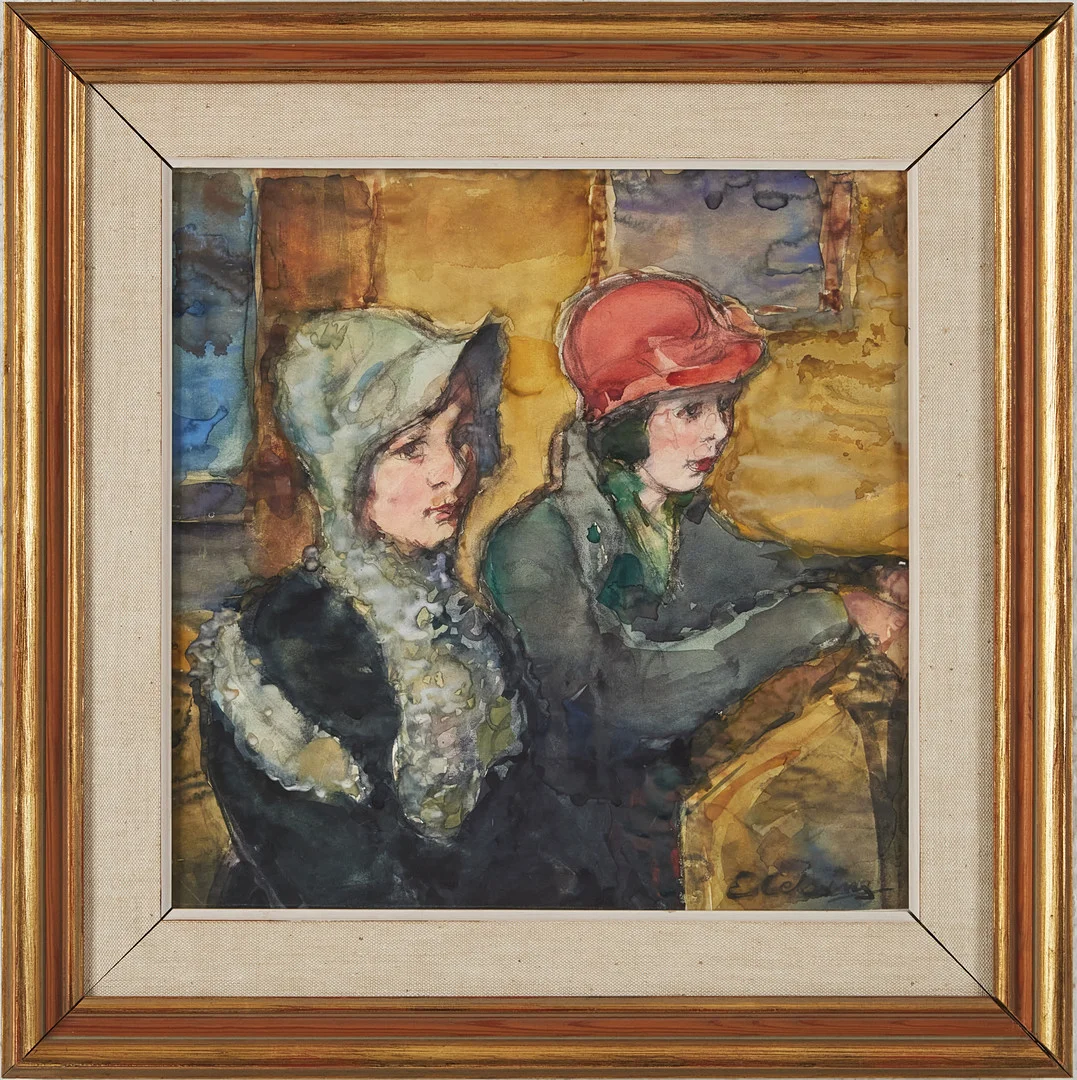 ELSA CELSING (1880-1974). Sittande flickor, akvarell. — Paintings — Stockholms Auktionsverk Magasin 5