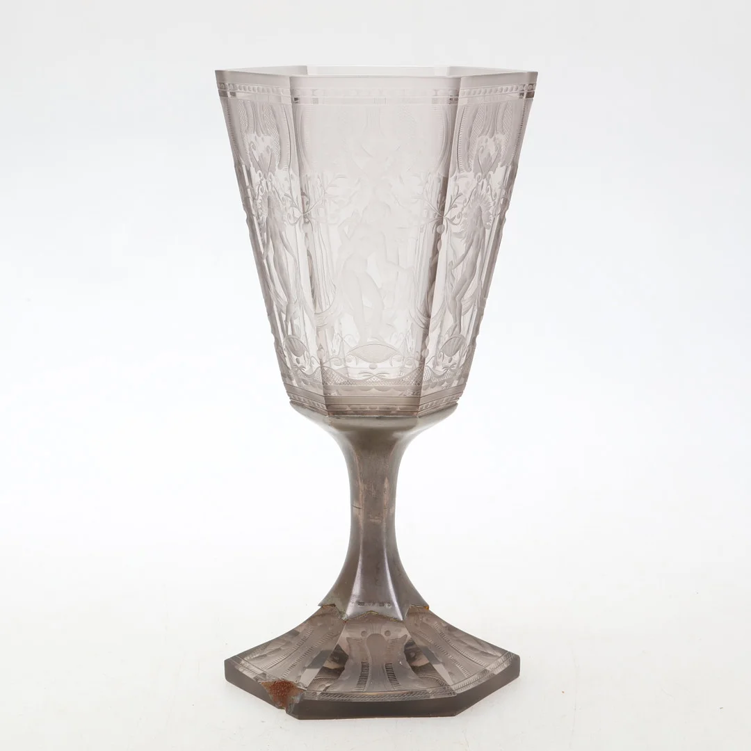 SIMON GATE. Pokal, glas, "Sex Gracer" Orrefors, signerad,1927. — Art glass — Södermanlands Auktionsverk