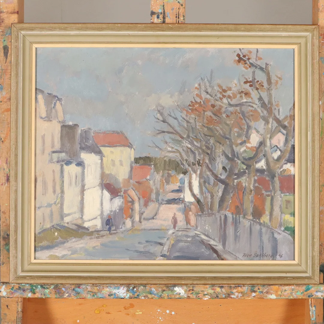 TAGE SAHLBERG. OLJA PÅ PANNÅ signerad. — Paintings — Höörs Auktionshall