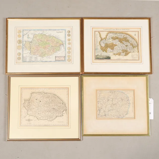 FOUR VARIOUS MAPS OF NORFOLK (4).