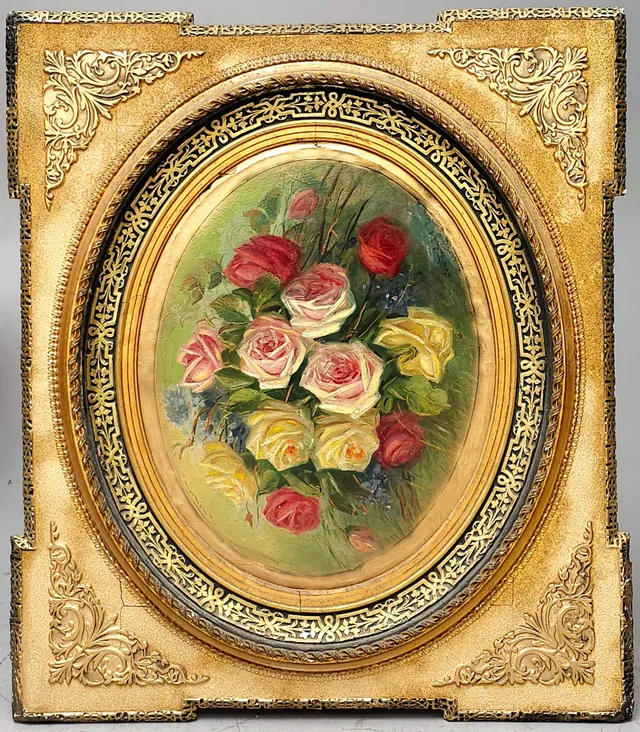 ESCUELA ESPAÑOLA SIGLO XX. FIRMA ILEGIBLE. FLORES. ÓLEO SOBRE CARTÓN.