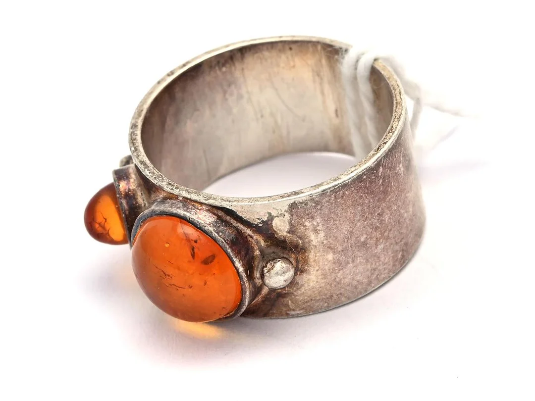Ring S830 Ø18¼ med bärnsten, polska stämplar — Smycken/Ring — Kaplans