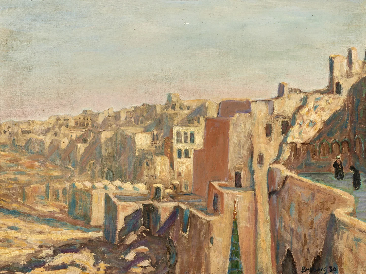 IWAN BROBERG (Söndrum 1887-1975 Göteborg), Nordafrikansk stad, signerad och daterad Broberg 1930, olja på pannå. — Paintings — Crafoord Auktioner Stockholm