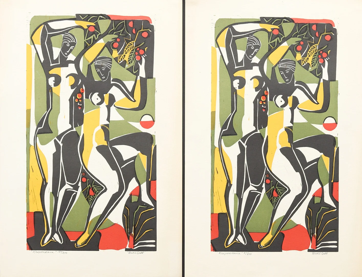 BERTIL GADÖ (1916-2013). "Hesperiderna" 2 st lithografier, signerade och numrerade. — Engravings & Prints — Garpenhus Auktioner