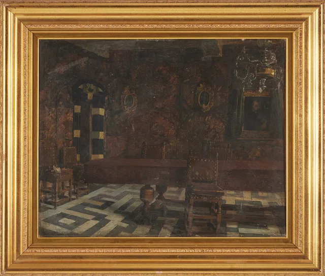 HENRIK NORDENBERG. Barockinteriör - Gripsholm, oljemålning på duk, signerad och daterad.