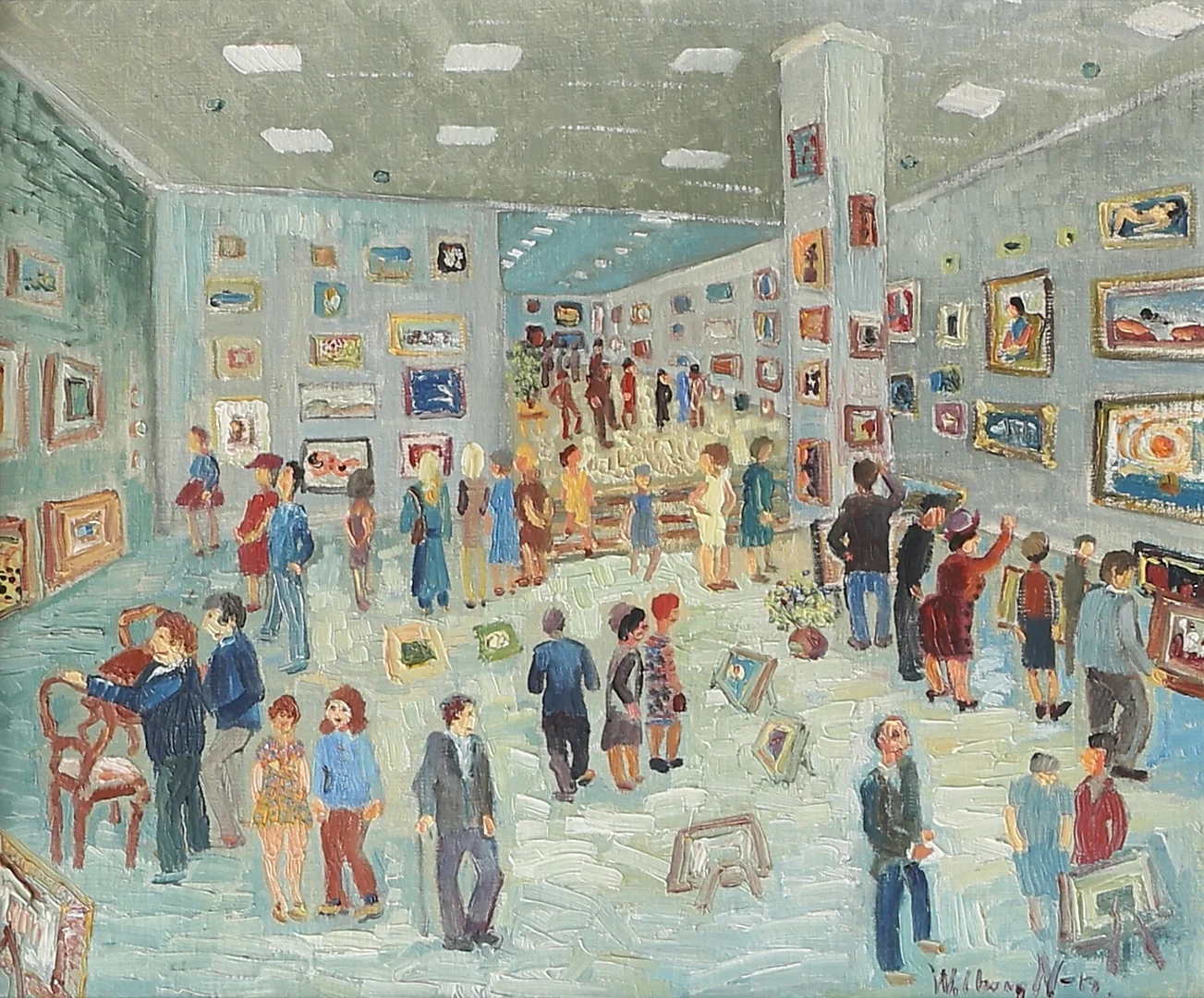 WALBORG NORRMAN. "Konstutställning". Olja på duk, signerad. — Paintings — Växjö Auktionskammare
