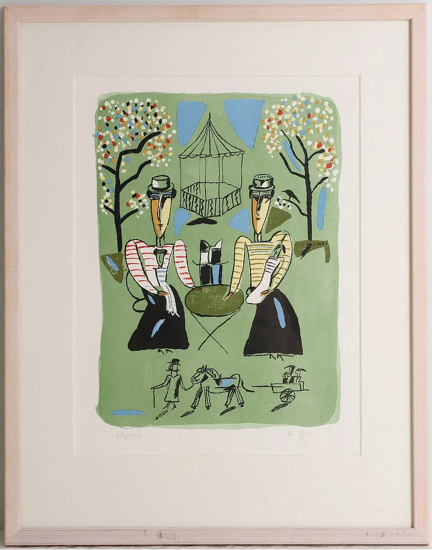 MADELEINE PYK. f 1934. Färglitografi, numrerad 171/250, signerad. — Engravings & Prints — Auktionsverket Engelholm