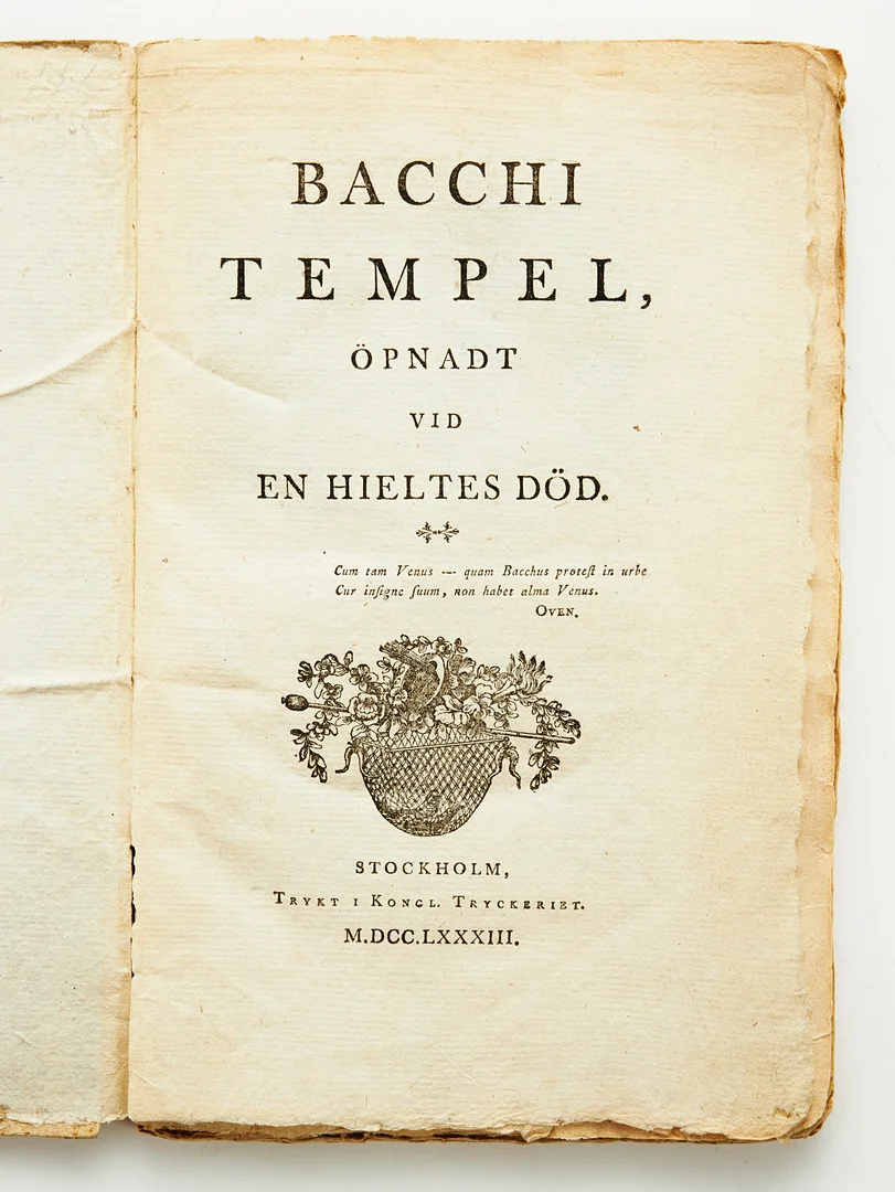 Bellman Bacchi Tempel i originalupplaga 1783. — Books — Stockholms Auktionsverk Fine Art