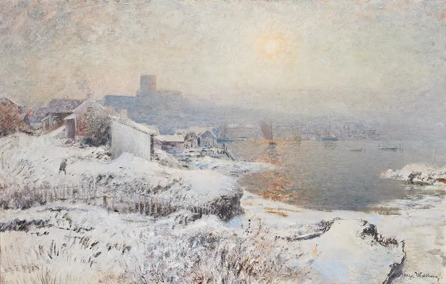 ALFRED WAHLBERG. Vinterdis över Marstrand.