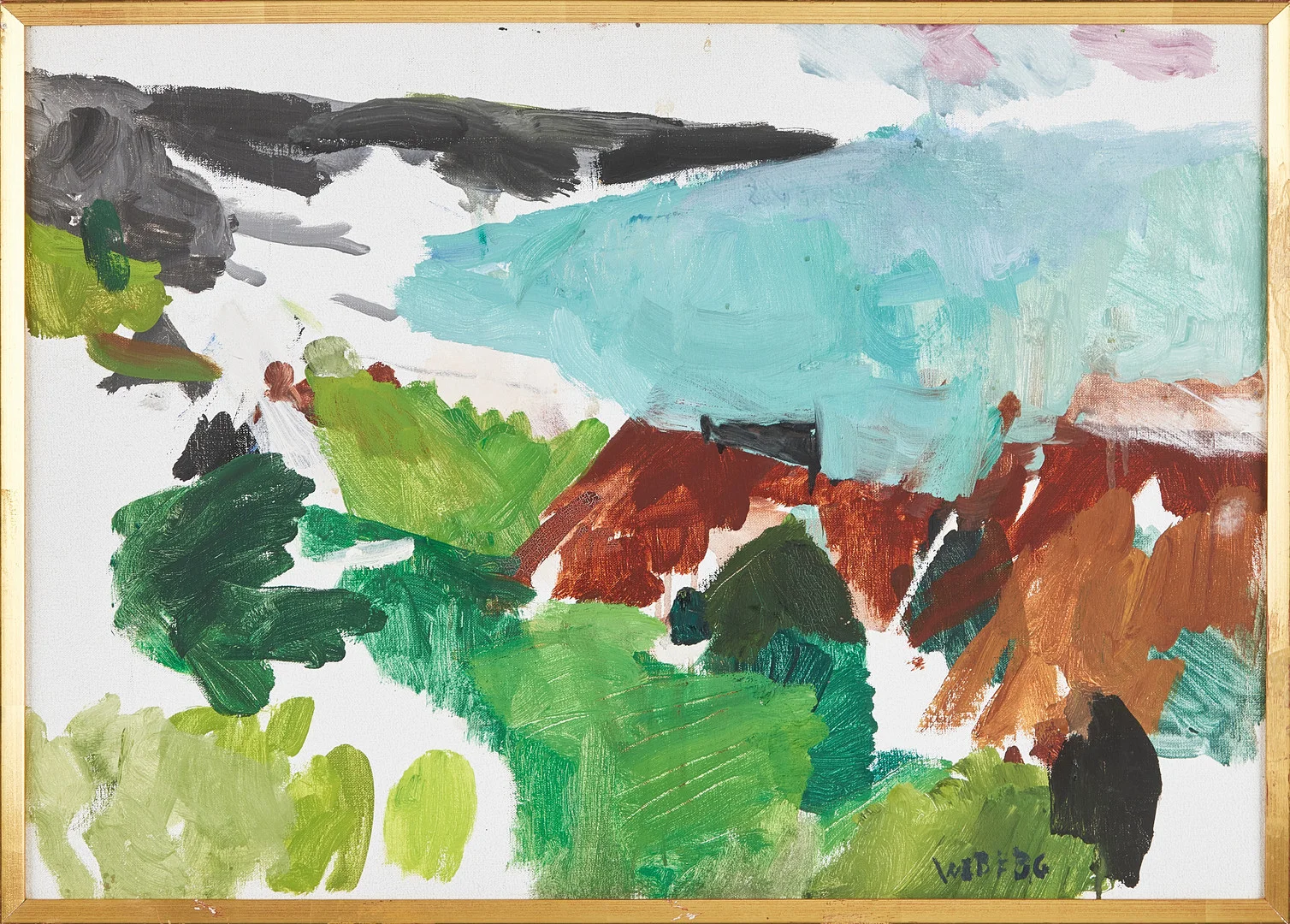 WILLIE WEBERG (1910-1995). "Allmogebygd", olja på duk, signerad Weberg. — Paintings — Stockholms Auktionsverk Magasin 5