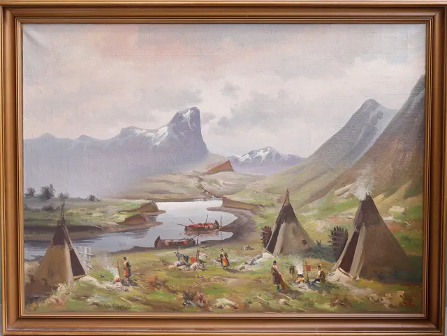 VILHELM ENGSTRÖM. Sameläger, olja på duk, signerad Vilh. Engström.