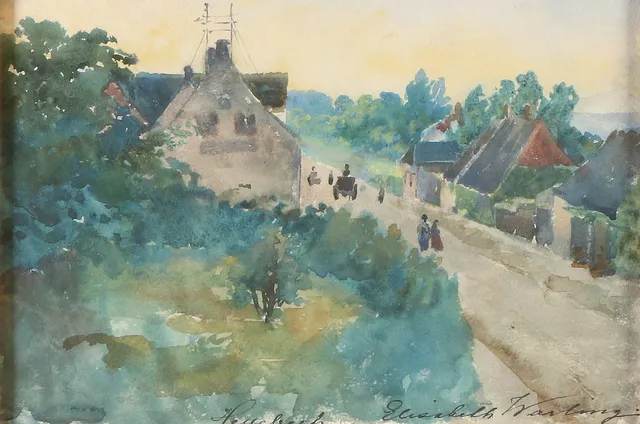 ELISABETH WARLING. Akvarell. "Hellebeck". Signerad.
