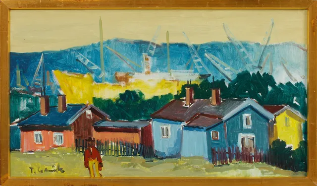TAGE GAVIK. Sjöbergen-Majorna, olja på duk, sign.