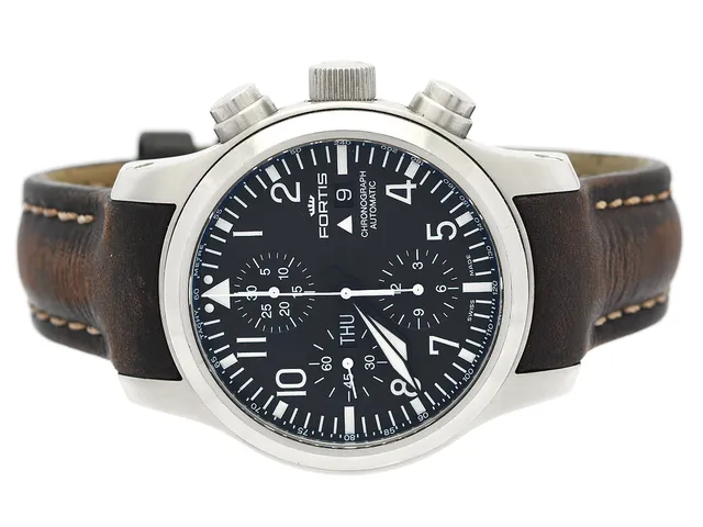 FORTIS, B-42 (Swiss Made), "Tachymetre", Cal ETA 7750, Ref nr. 656.10.141, Boett nr. 11508, kronograf, herrur, 42 mm, stål, automatisk, safirglas, dag, datum, glasbaksida, läderband, originalspänne, cert, september 2010, box, ytterkartong.