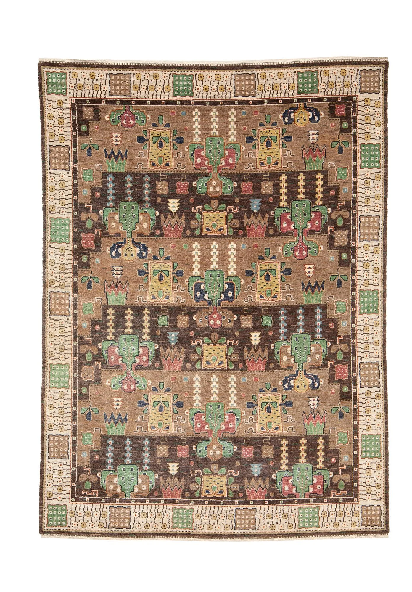 Märta Måås-Fjetterström, Matta, "Örtagården", flossa, ca 343,5 x 252,5 cm, signerad AB MMF. — Bukowskis