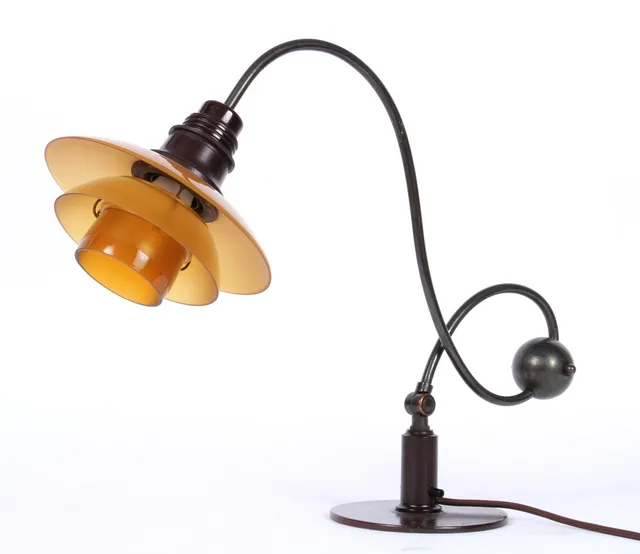 Poul Henningsen. 'PH-2/2 Piano Lamp', amber glass, 1940s