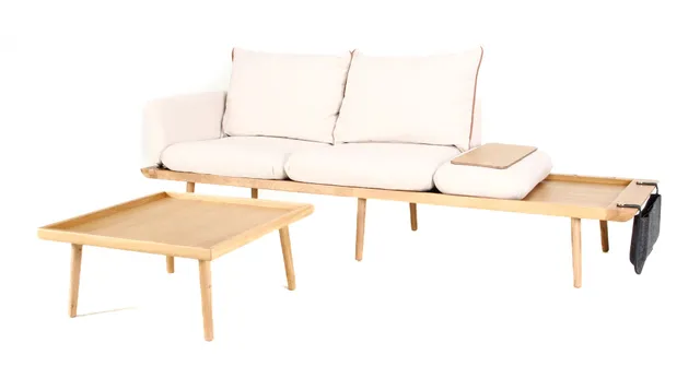 Søren Ravn Christensen. Three-seater sofa and pouf / coffee table / module, display model (2)