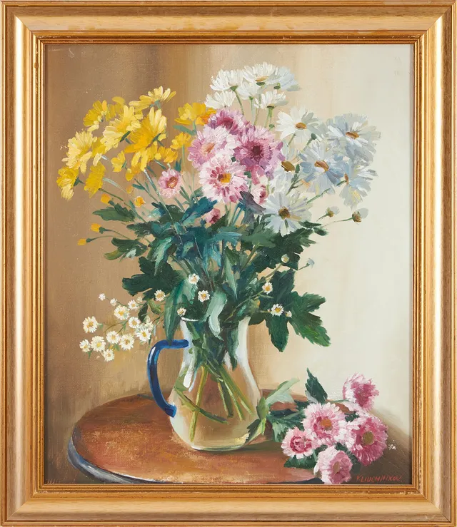VJETESLAV KLIUCHNIKOV (F. 1956). Blomsterstilleben, olja på duk, signerad.
