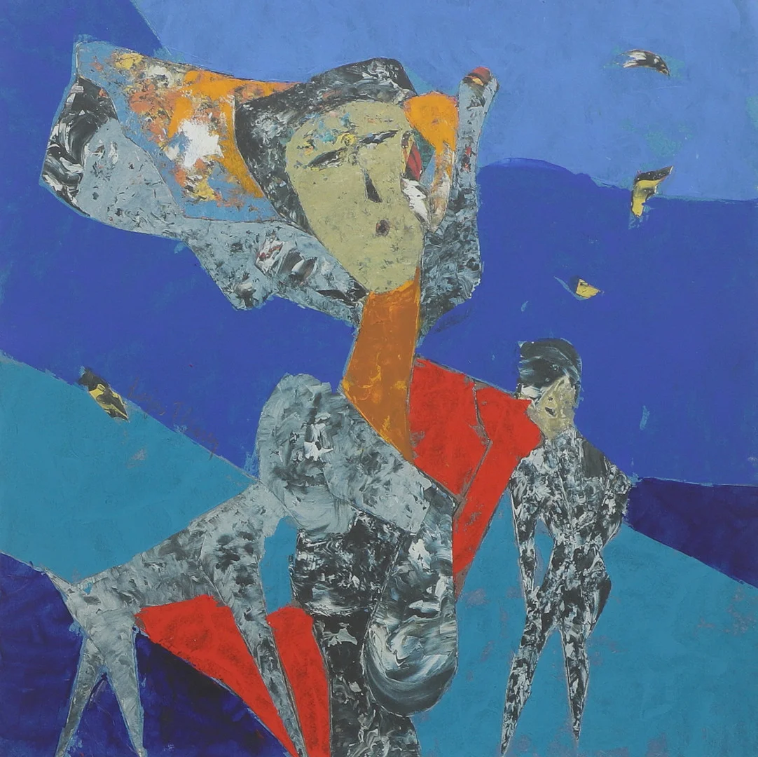 LAJOS FLESSER. Blandteknik på papp, figurkomposition, signerad. — Paintings — Ekenbergs Auktioner