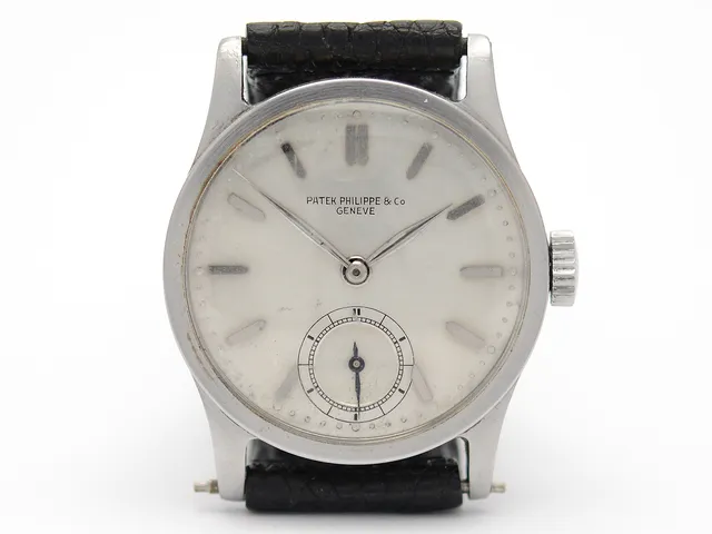 PATEK PHILIPPE & Co. Geneve, Calatrava, Cal 12´´´120, Serie nr. 829879, Boett nr. 620070, herrur, 30 mm, stål (staybrite), manuell, plexiglas, liten sekundvisare, läderband, ca 1935, box.