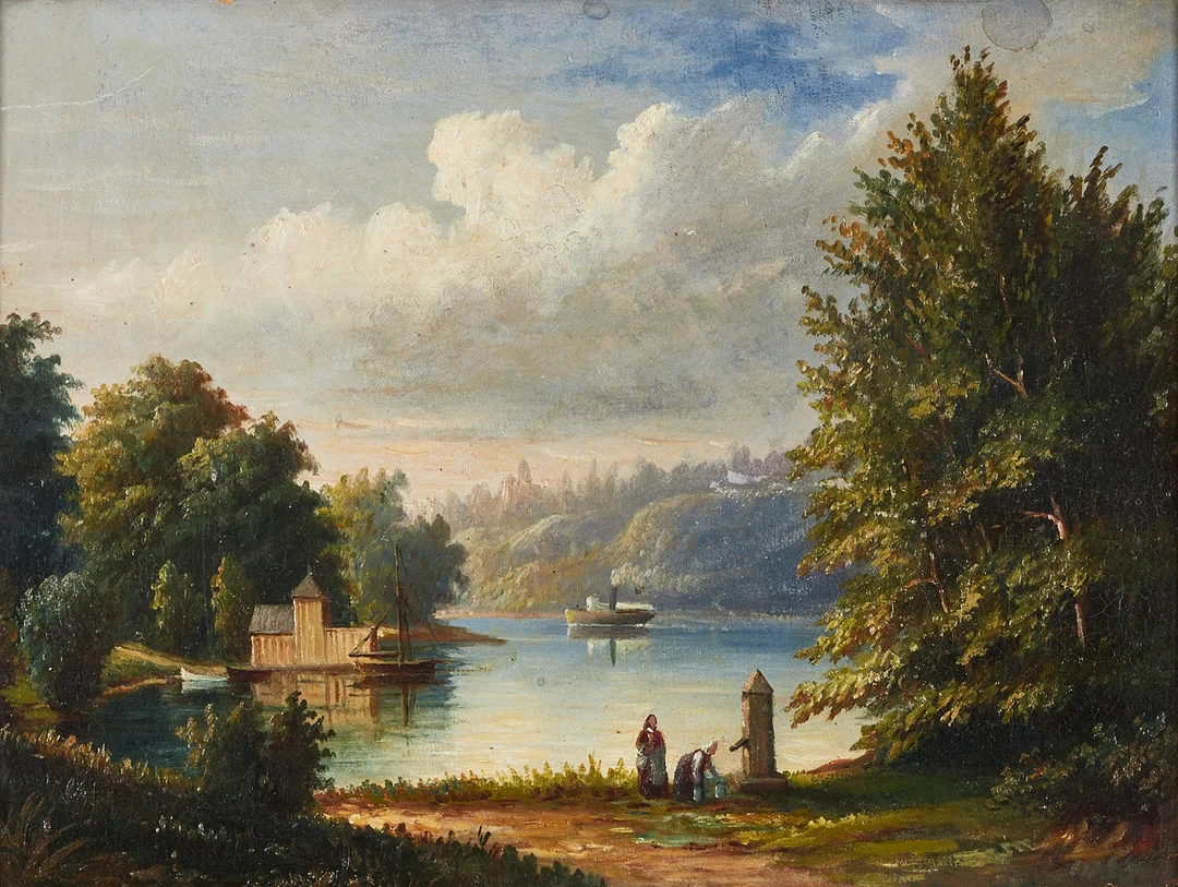 EHRNFRIED WAHLQVIST (1815–1895). TILLSKRIVEN. Motiv från Kungshamn, monogramsignerad a tergo, olja på pannå. — Paintings — Crafoord Auktioner Stockholm