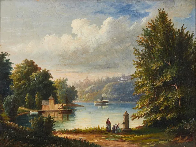 EHRNFRIED WAHLQVIST (1815–1895). TILLSKRIVEN. Motiv från Kungshamn, monogramsignerad a tergo, olja på pannå.