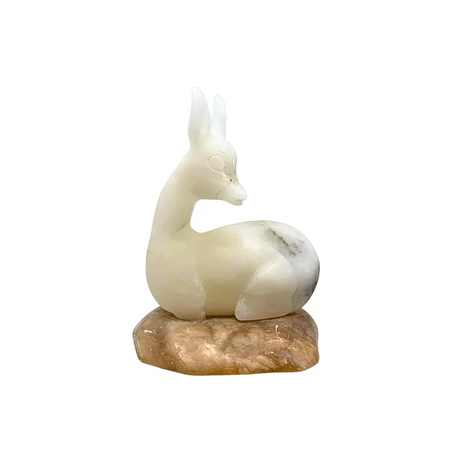 ROSSI ALABASTER REH-FIGUR AUS VOLTERRA, ITALIEN.