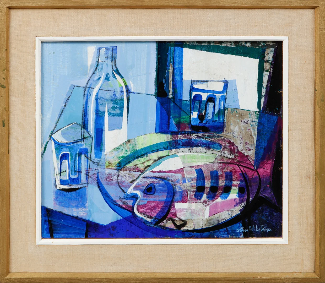 STURE WIKSTRÖM. Stilleben med fisk, olja på pannå, signerad. — Paintings — Göteborgs Auktionsverk
