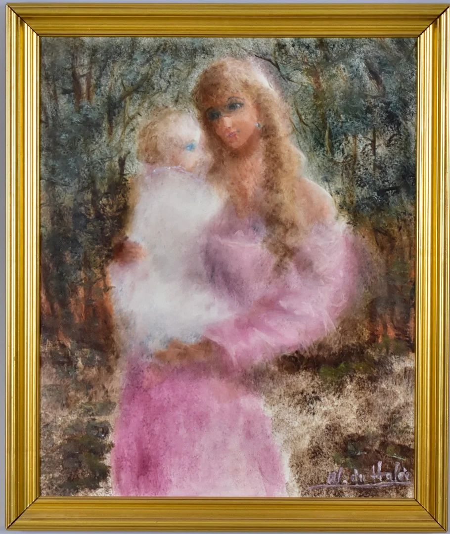 WALTER DU HALDE. oljemålning på duk, mor med barn. — Paintings — Halmstads Auktionskammare