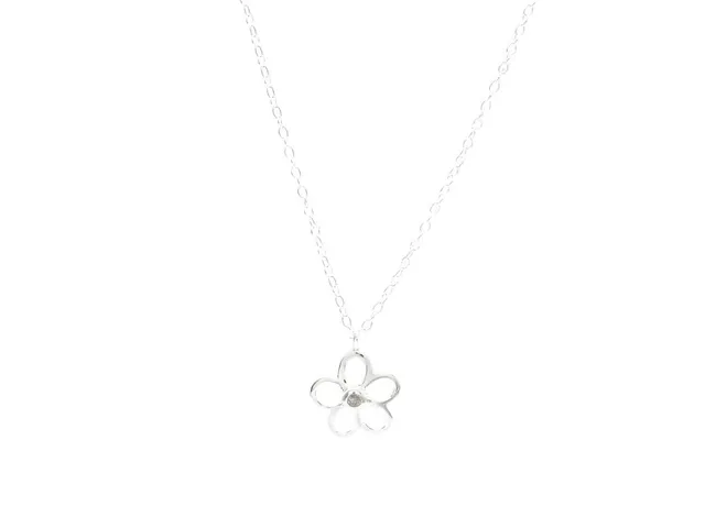 HÄNGE MED KEDJA, sterlingsilver, 1 briljantslipad diamant 0,02 ct J-K/SI, blomma, längd 45 cm, vikt 1,0 g.