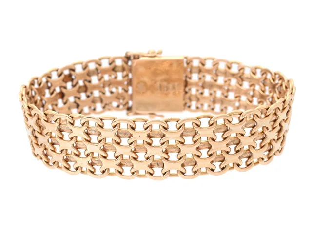 ARMBAND, 18K guld, X-länk, bredd 15 mm, längd 18,5 cm, vikt 39,4 g.