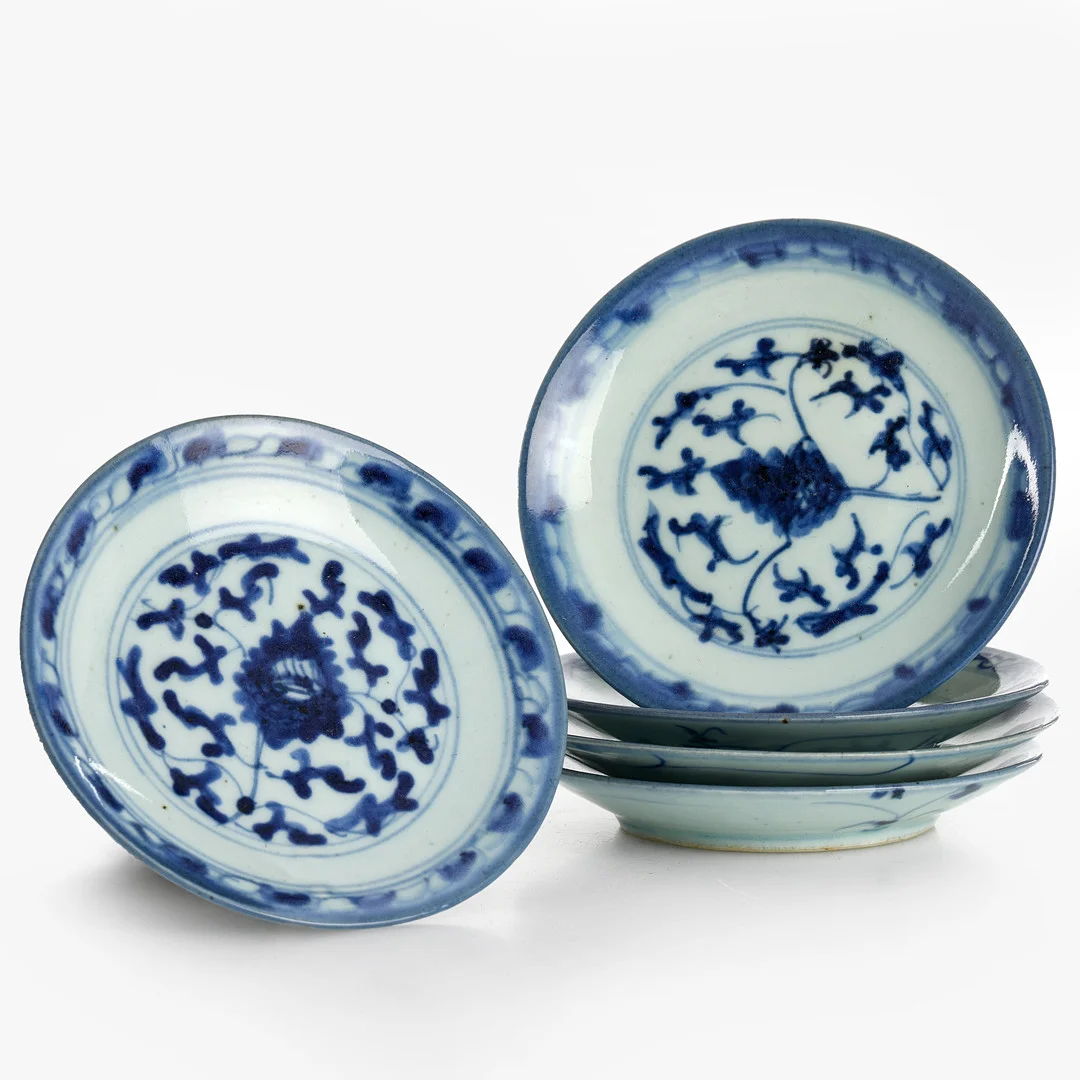 FAT (5 st), porslin, Kina, dekor i underglasyrblått, sent 1800-tal. — Ceramics & Porcelain — Crafoord Auktioner Stockholm