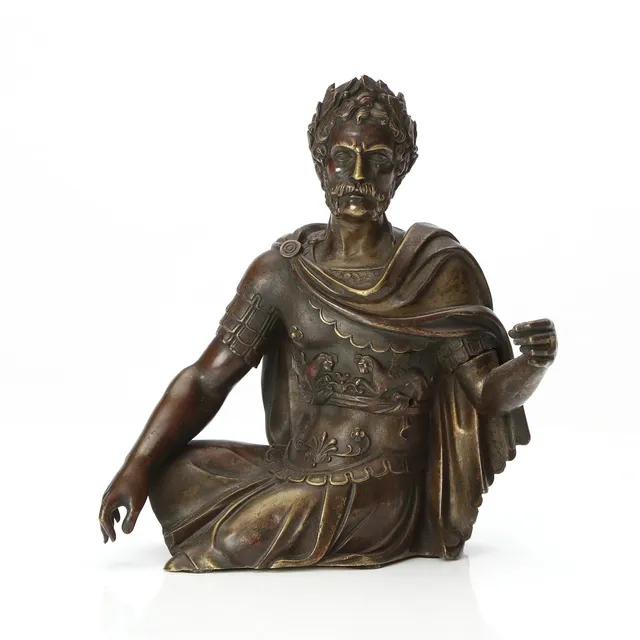SKULPTUR/DEKORELEMENT. Patinerad brons. Romare. 1800-tal.