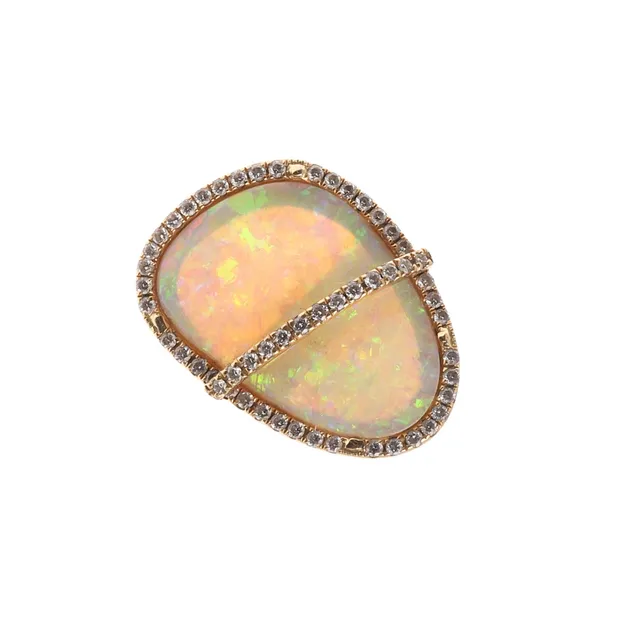 AN OPAL AND DIAMOND RING BY TAYMA.