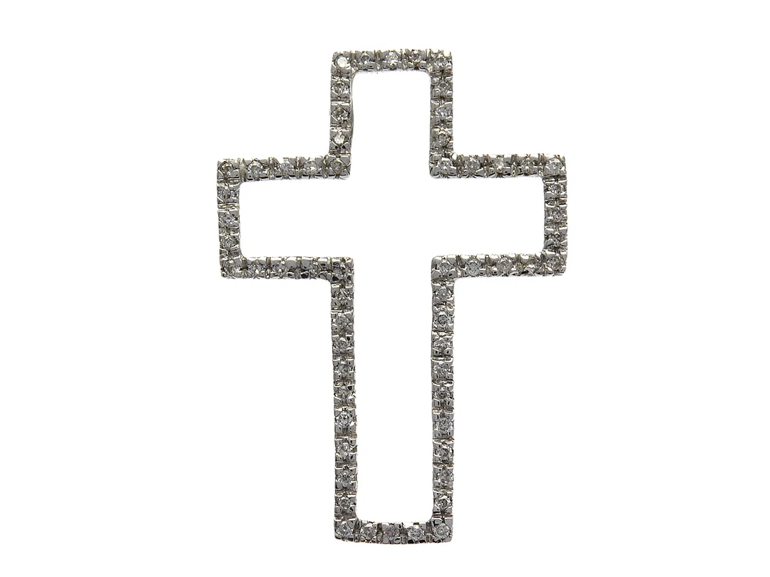 HÄNGE, kors, 18K vitguld, 60 briljantslipade diamanter, ca 0,25 ctv, ca W-CR/VS-SI, vikt 3,2 g. — Smycken/Hänge — Kaplans