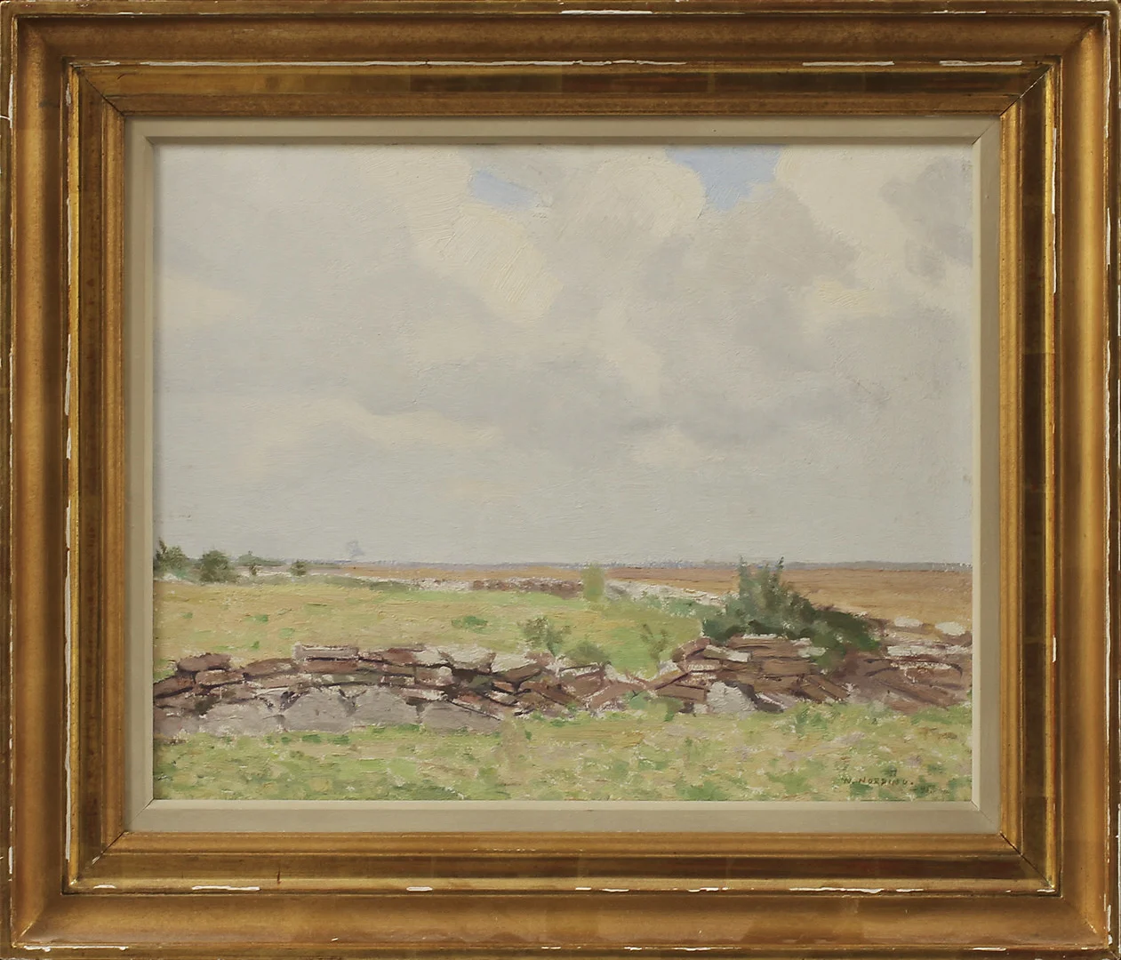 WILLIAM NORDING. "Alvarsmur"Olja på pannå, signerad och daterad 45. — Paintings — Göteborgs Auktionsverk