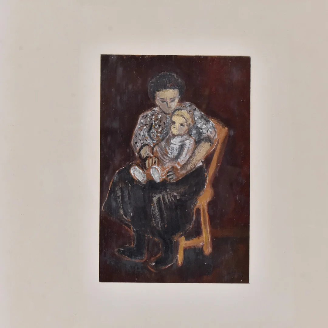 TORSTEN BILLMAN. olja på papper, mor med barn. — Paintings — Halmstads Auktionskammare
