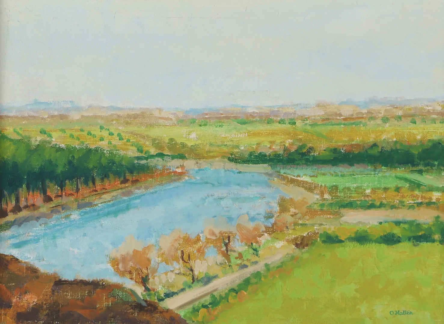 OLLE HALLÉN. Landskap med vattendrag, olja på duk, signerad O. Hallén. — Paintings — Helsingborgs Auktionskammare