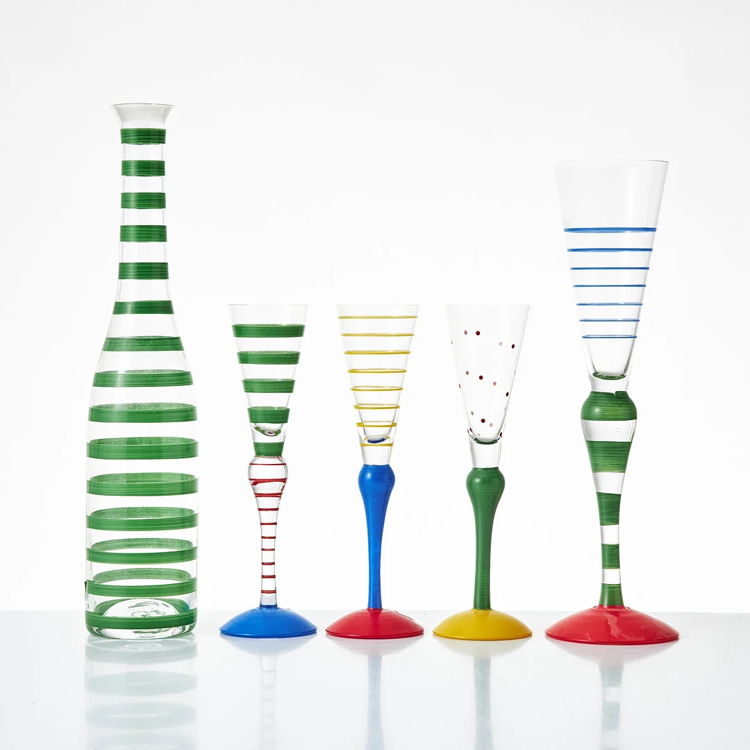 ANNE NILSSON. glasservisdelar, "Clown", 5 delar, Orrefors. — Utility glass — Stockholms Auktionsverk Magasin 5