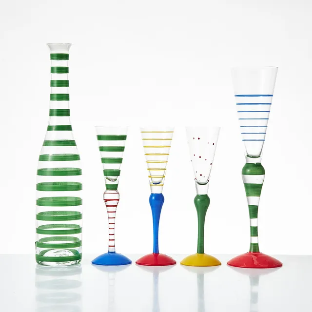 ANNE NILSSON. glasservisdelar, "Clown", 5 delar, Orrefors.