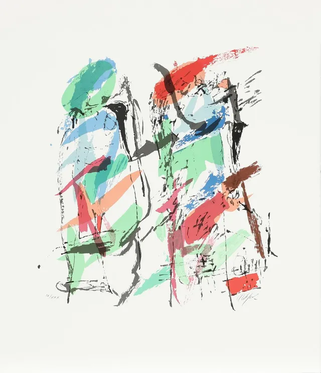 Four compositions. Three signed and one unsigned. Lithograph in colours. Sheet size 65×56 cm. Unframed. (4)