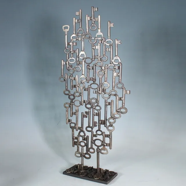 BILL MICHAEL LAUX. Brutalistische 'Schlüsselkomposition', Skulptur, Stahl, Unikat.