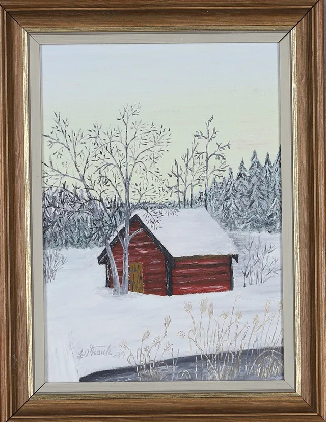OIDENTIFIERAD KONSTNÄR, olja på duk, vinterlandskap, signerad, daterad -79.
