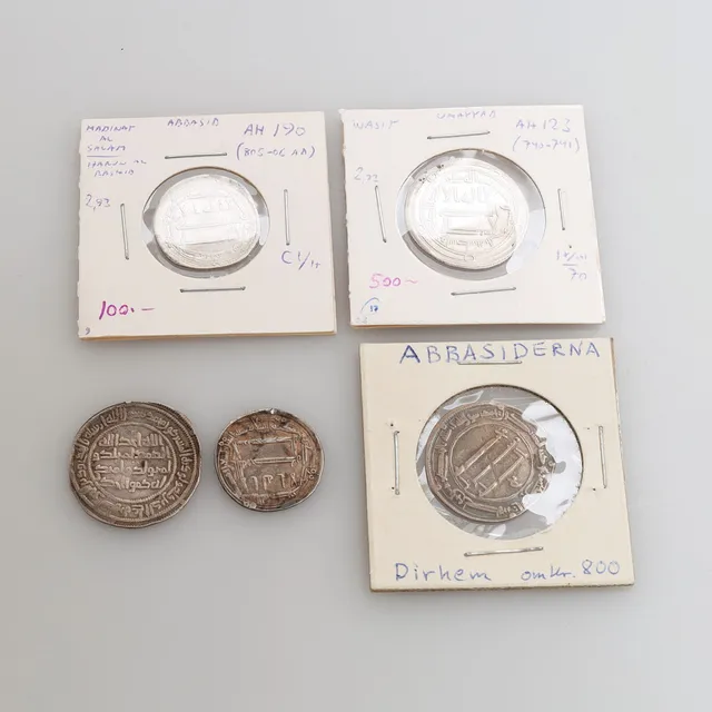 SILVERMYNT, 5 st, arabiska dirhem, 700/800-tal.