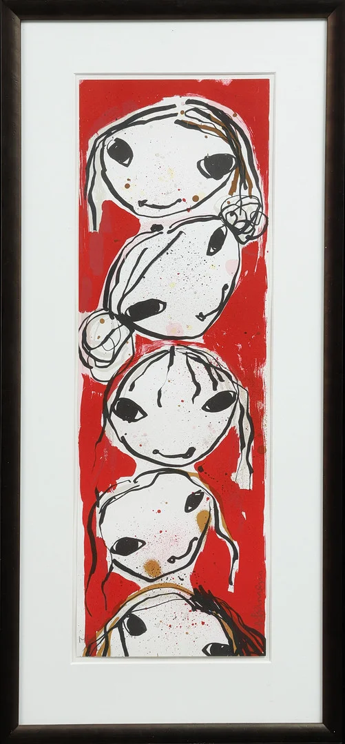 LISA RINNEVUO. Komposition med figurer, färglitografi, signerad och numrerad 145/230. — Engravings & Prints — Göteborgs Auktionsverk