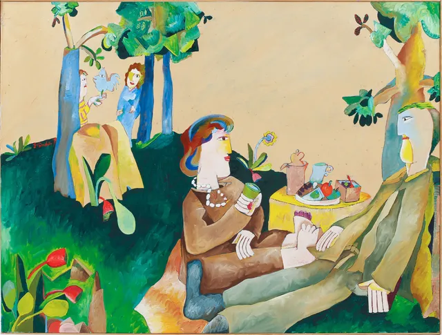 JONNY FORSSTRÖM. "I was seated with the sun shining in my eyes". Olja på duk, signerad a verso och daterad 1986 a tergo.