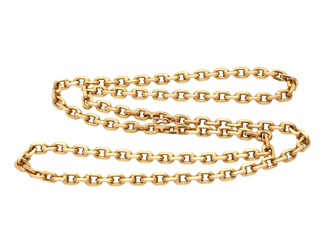HALSKEDJA, 18K guld, ankarlänk, längd 50 cm, vikt 31,9 g. — Smycken/Halskedja — Kaplans